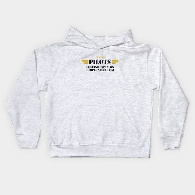 Airplane Pilot - Looking Down since 1903 Kids Hoodie by Pannolinno